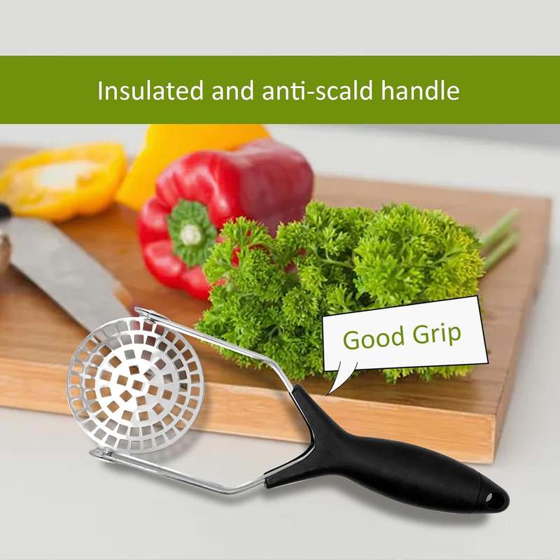 Manual Potato Masher Stainless Steel Potato Crush Potato Masher with Non-Slip Handle Stainless Steel