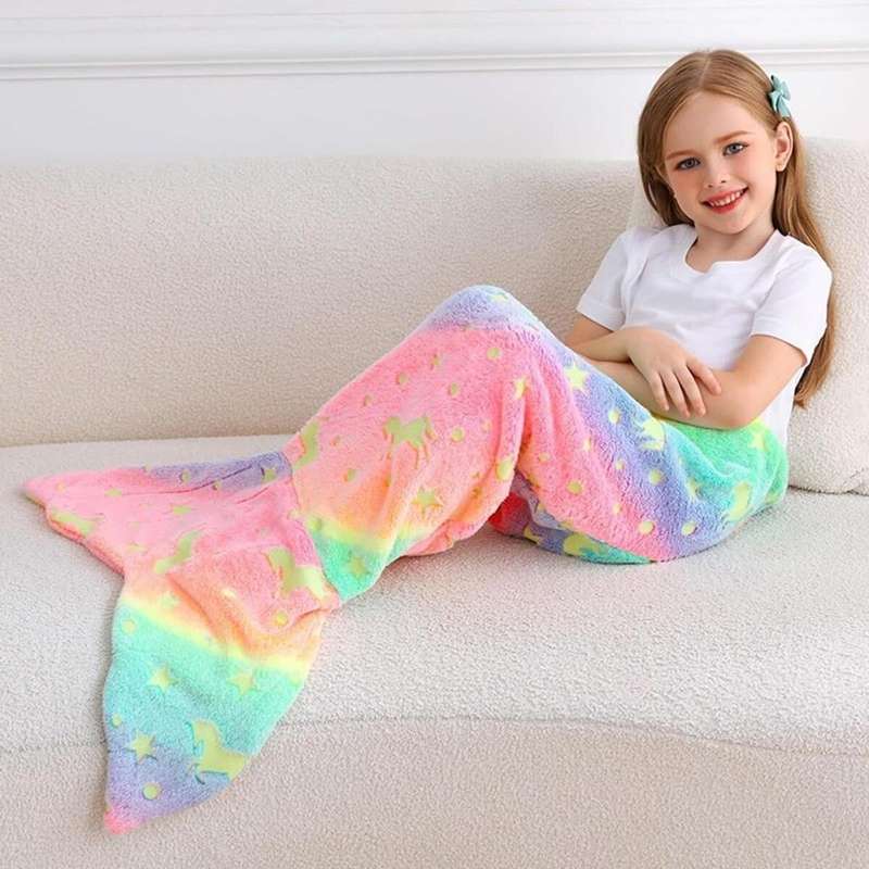 Children`s Mermaid Tail Soft Blanket Sleeping Bag - Mixed Colors