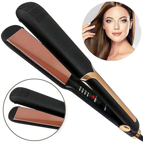 Professional Hair Straightener With Floating Flat Ceramic Plate,Hair Straight&Style,Black
