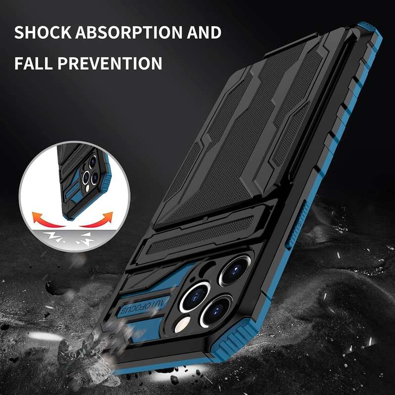 Sliding hidden wallet shockproof protective case for Samsung Redmi iPhone