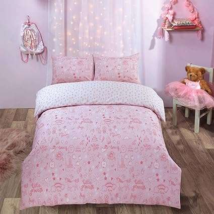 Dream scene Unicorn Castle Duvet Cover with Pillowcase Rainbow :Cot/Junior bed
