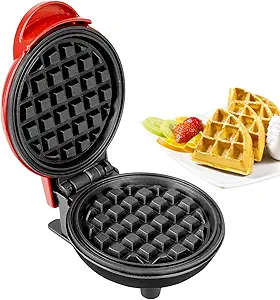 Mini Waffle Maker with Stainless Steel Tongs, Baking Tools Household Paninis, Easy Clean, Non-Stick