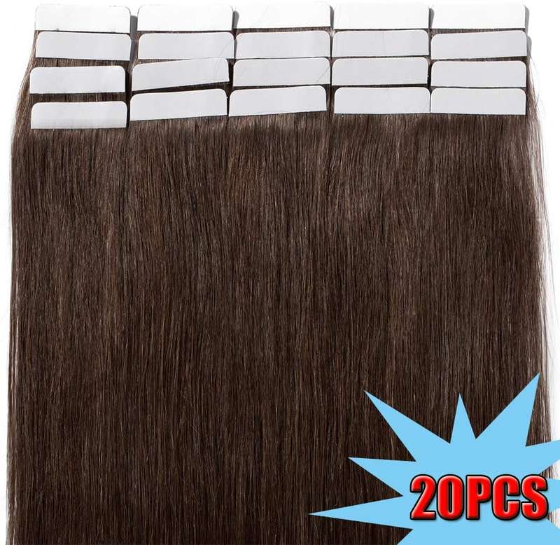 16`-22` 100% Remy Hair Real Natural Tape in Human Hair Extensions 7A Skin Weft Straight 20pcs 50g (1