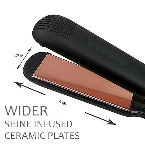 Professional Hair Straightener With Floating Flat Ceramic Plate,Hair Straight&Style,Black
