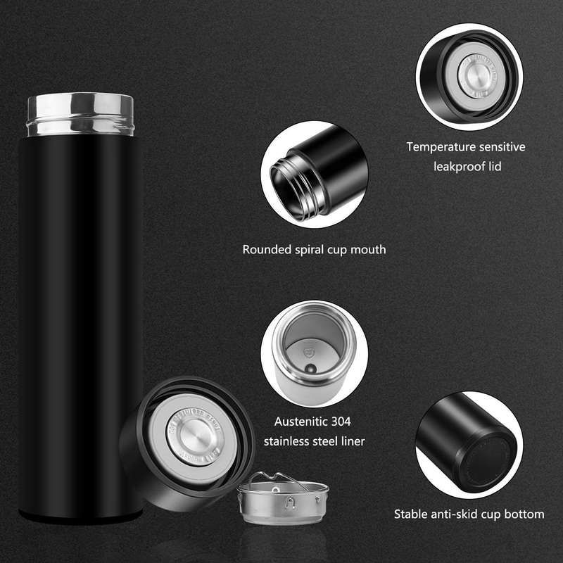 Stainless Steel 500 ML Smart Water Bottle with LED