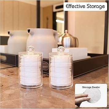 Cosmetic Cotton Pads Storage Rack - Large Capacity Qtip Dispenser Holder Transparent Acrylic Storage