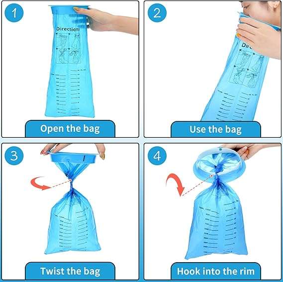Vomit Bags Disposable Barf Bags 10Pack,1000ml Blue High Density Emesis Bags with Snap,Perfect for Mo