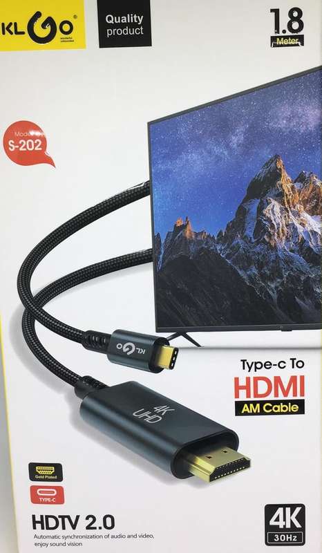 1.8m UHD UNIVERSAL USB TYPE-C to HDMI AM CABLE, USB C TO DISPLAY PORT 4K, MULTIFUNCTIONAL DATA CABLE