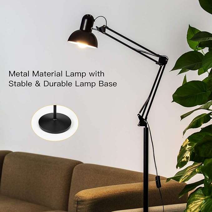 Swing arm standing reading lamp with metal base light lamp