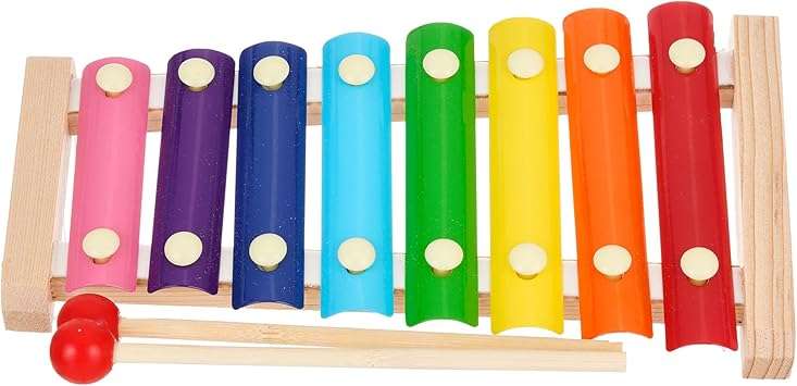 Musical Instruments for Children, 7-Piece Wooden Set, with Xylophone and Wooden Toy Percussion Set,