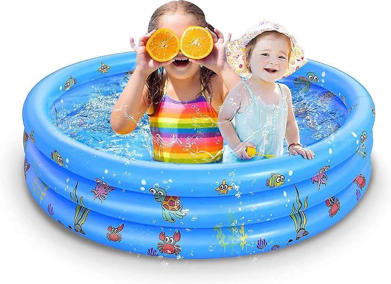 3-Ring 100cm Blue Inflatable Pool for Kids
