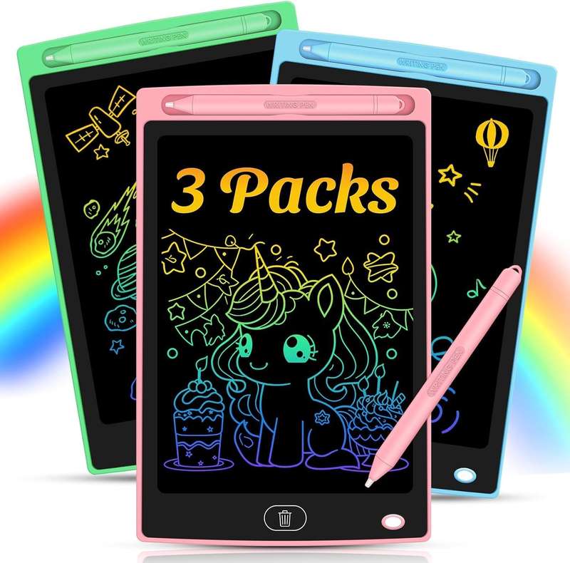 16" CHILDRENS'S LCD ERASABLE AND REUSABLE DOODLE WRITING TABLET - SET OF 3