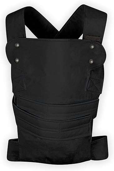 Marsupi Classic Baby Carrier and Newborn Carrier (Pure Organic Cotton) Version 2.0 (Black/Black, S/M