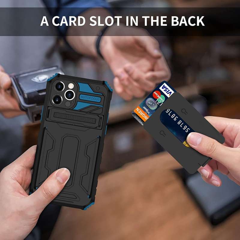 Sliding hidden wallet shockproof protective case for Samsung Redmi iPhone