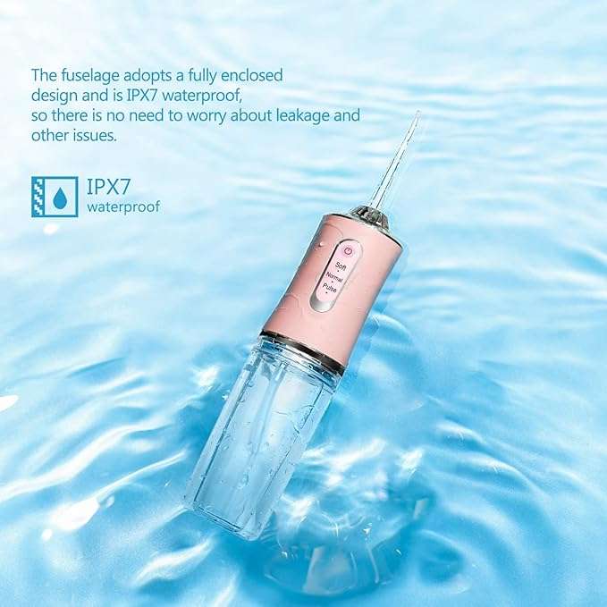 Large Size Portable Dental Floss Rechargeable Cordless 4 Jet Tips 3 Modes IPX7 Waterproof 230ml Remo