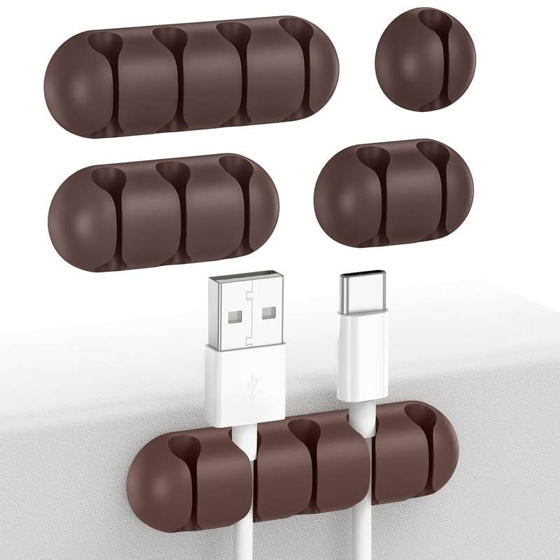 UNBREAKcable Cable Holder Clips, 5 Pack Cord Organizer for Desk, Silicone Adjustable Cord Clip, Adh