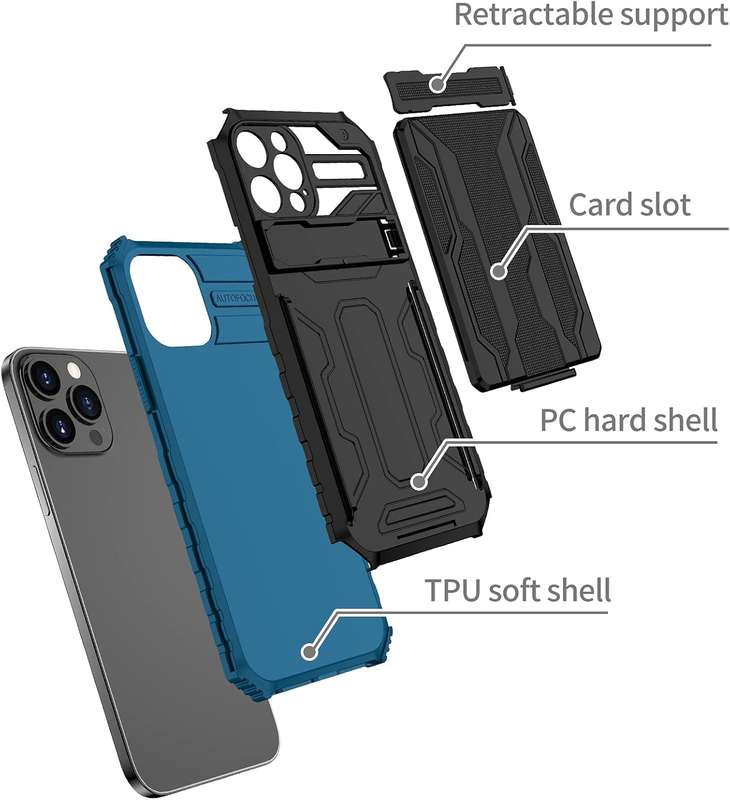 Sliding hidden wallet shockproof protective case for Samsung Redmi iPhone
