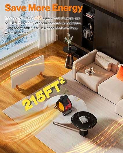 Outdoor Patio Heaters - 2000W Portable Electric Garage Heater with 2S Fast Heating, Overheat Protect