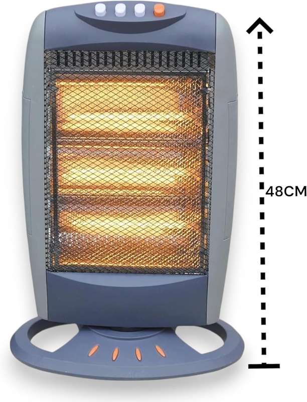 HomeVibe 1200W Halogen Heater  3 Power Settings (400W/800W/1200W), Lightweight & Portable with Car