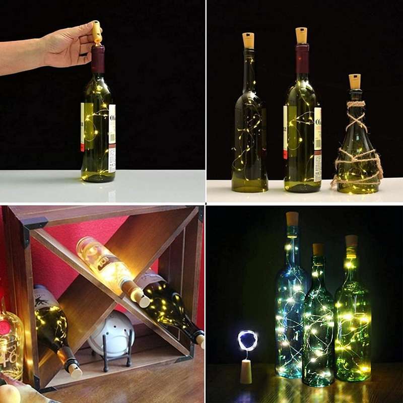9 x Wine Bottle Lights with Cork, 20 LED 8 Pack Battery Operated Cork Fairy String Lights Waterproof