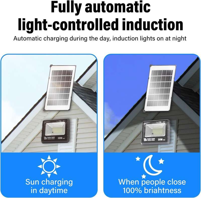 CJ Solar Outdoor Waterproof Garden Flood Light with Remote Control - 30W