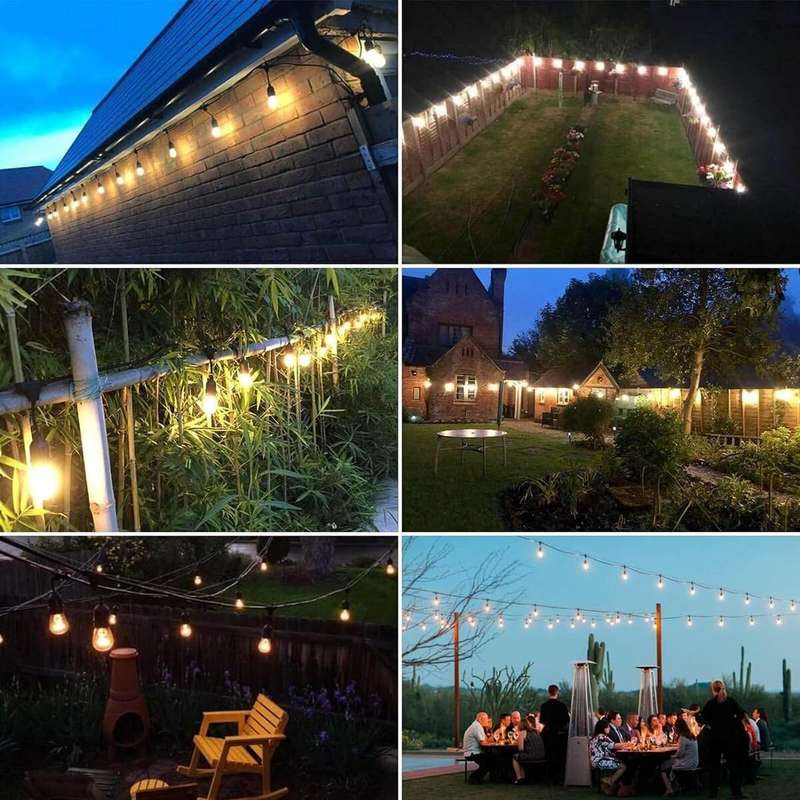 5m LED Solar Powered Outdoor Hanging Bulb Socket String Lights Warm White - 10-Bulb