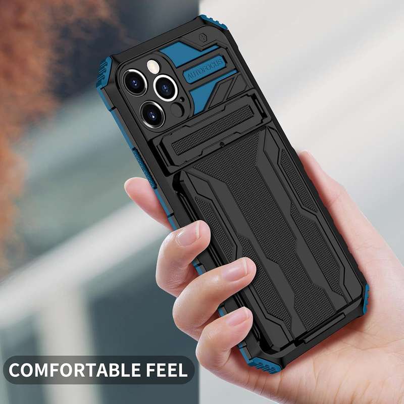 Sliding hidden wallet shockproof protective case for Samsung Redmi iPhone