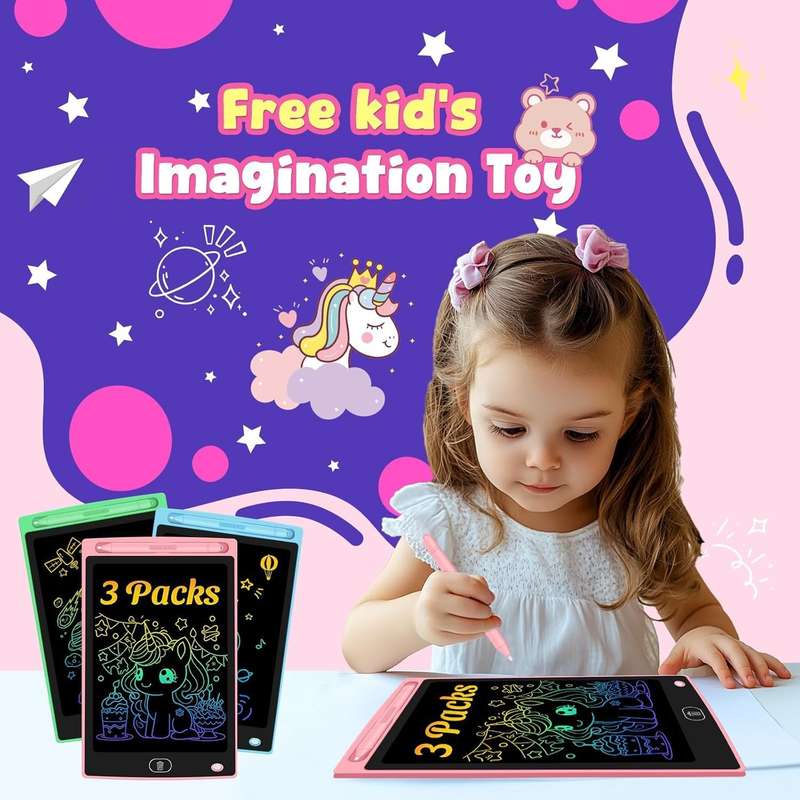 16" CHILDRENS'S LCD ERASABLE AND REUSABLE DOODLE WRITING TABLET - SET OF 3