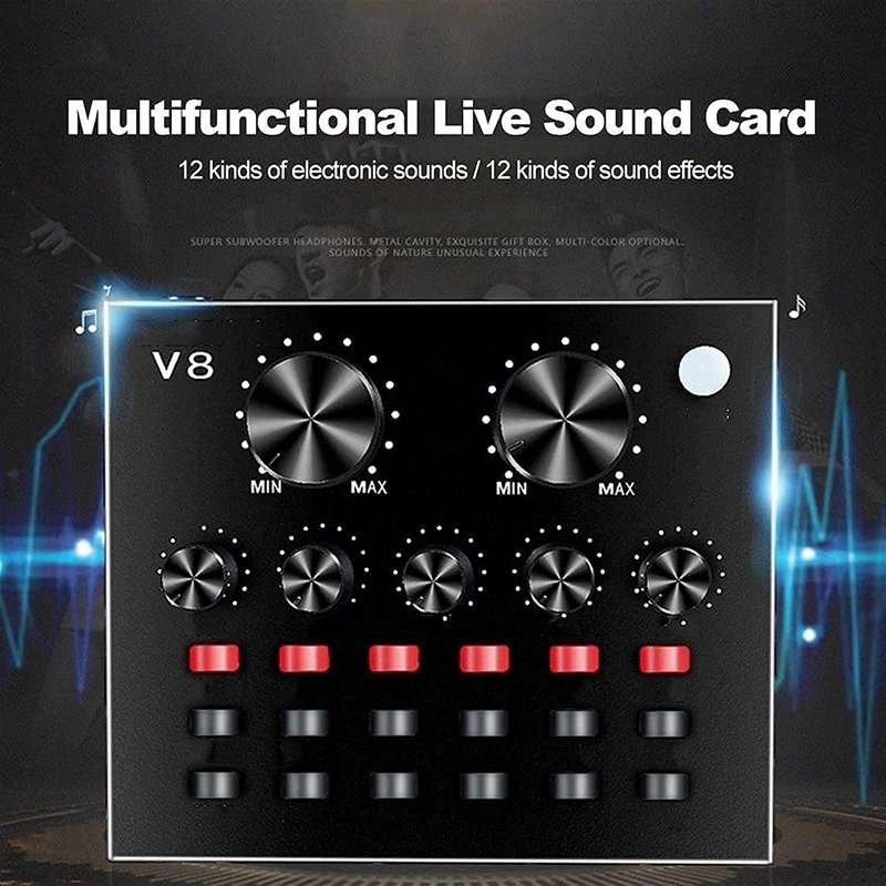 Professional Recording Microphone Soundcard Set M800 Pro Condenser Microphone Kit V8 Sound Card Gold