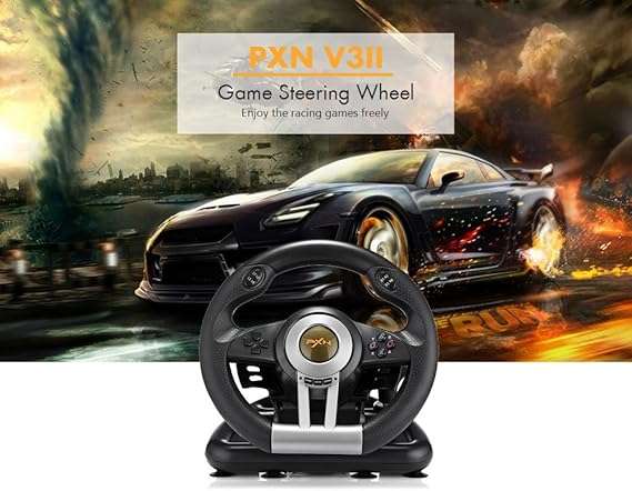 Profession Racing Game Steering Wheel with Brake Pedal for PC, PS3, PS4 and Xbox One
