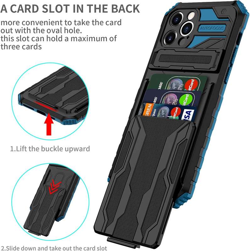 Sliding hidden wallet shockproof protective case for Samsung Redmi iPhone