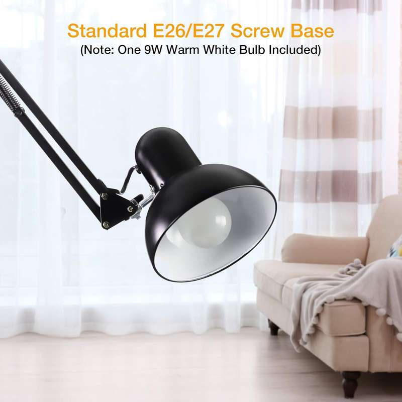 Swing arm standing reading lamp with metal base light lamp