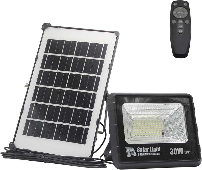 CJ Solar Outdoor Waterproof Garden Flood Light with Remote Control - 30W
