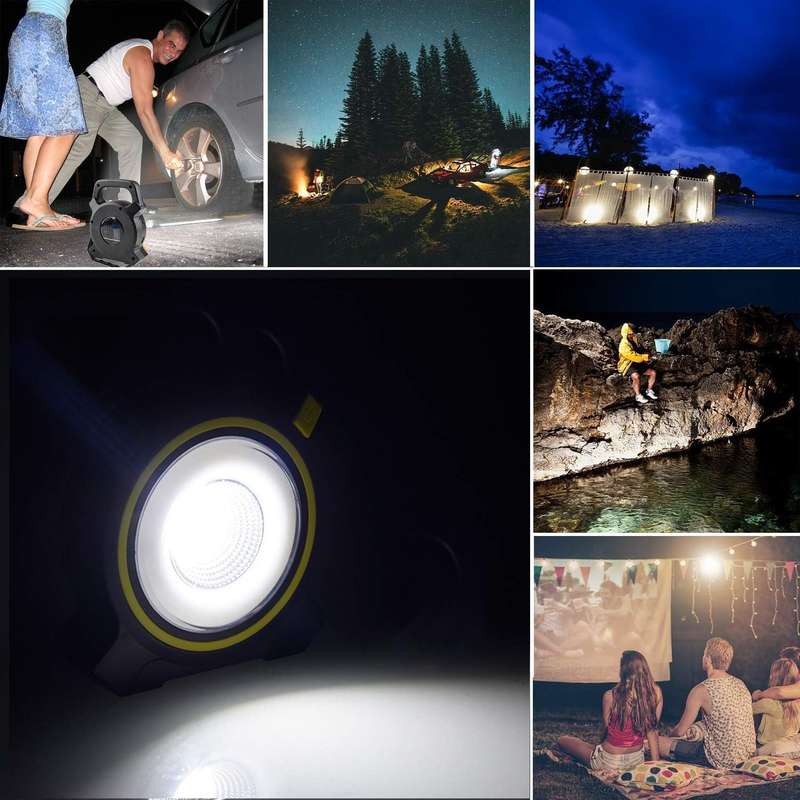 Long Range COB Work Light Lantern - Solar Work Light with Built-In Solar Panel