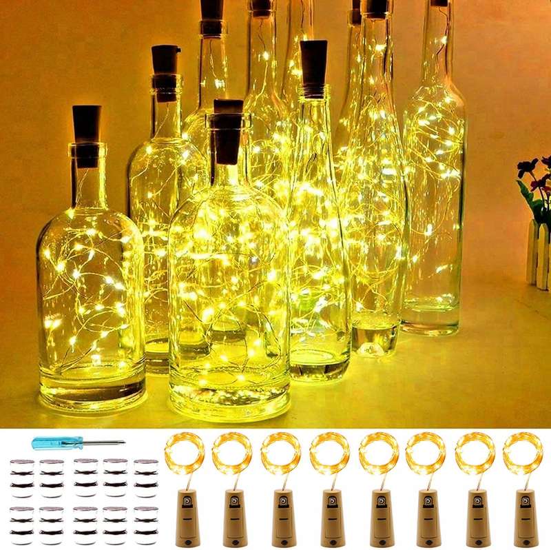 9 x Wine Bottle Lights with Cork, 20 LED 8 Pack Battery Operated Cork Fairy String Lights Waterproof