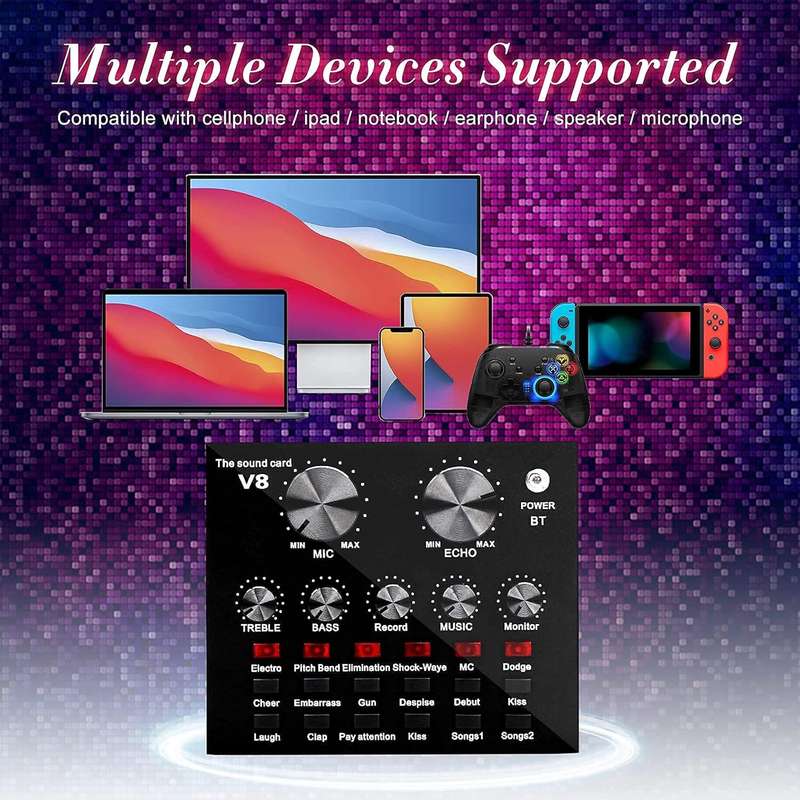 Professional Recording Microphone Soundcard Set M800 Pro Condenser Microphone Kit V8 Sound Card Gold