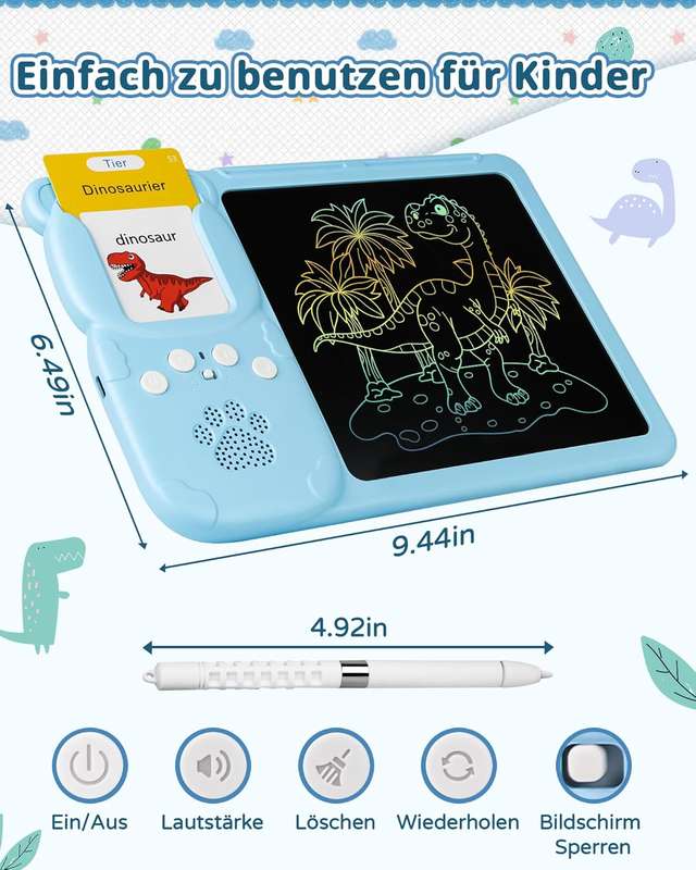 Talking Flash Cards with LCD Drawing Tablet - 510 British English Words,Learning Educational Toys G