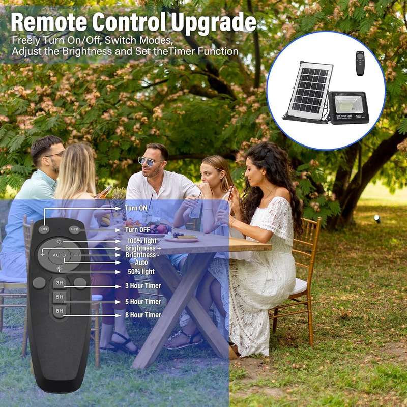 CJ Solar Outdoor Waterproof Garden Flood Light with Remote Control - 30W