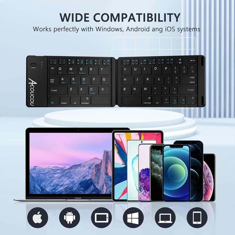 Foldable bluetooth keyboard with bluetooth mouse