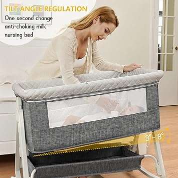 Baby Bedside Crib, Baby Cot, Bedside Co-Sleeper, Moving Baby Bassinet, Rocking Cradle - Convertible,