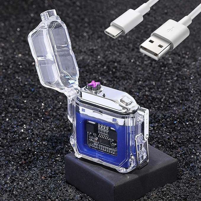 Electric Lighter Transparent Cool Windproof Lighter Flameless Plasma Lighter Rechargeable USB
