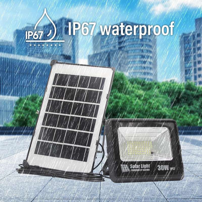 CJ Solar Outdoor Waterproof Garden Flood Light with Remote Control - 30W