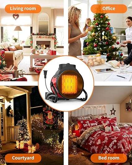 Outdoor Patio Heaters - 2000W Portable Electric Garage Heater with 2S Fast Heating, Overheat Protect