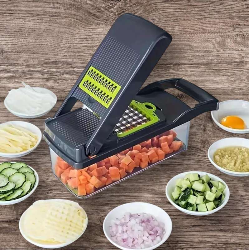 KITCHEN IDEAS HAND OPERATED 16PCS VEGITABLE SLICER, DICER, AND VEGGIE GRATER