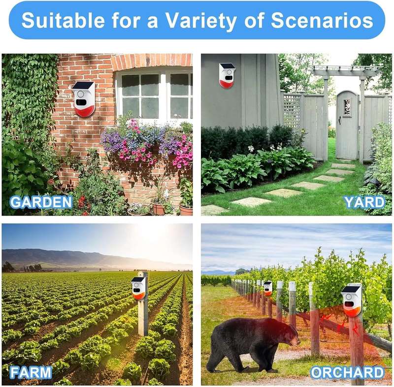 Solar Motion Sensor Alarm, Shed Alarm with 2 Remote Control, Wireless Infrared Motion Detectors