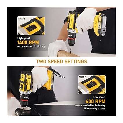 Cordless Drill Driver, 21V Li-ion Battery, 0.8-10mm Keyless Chuck, LED Light, Variable Speed, TPR G