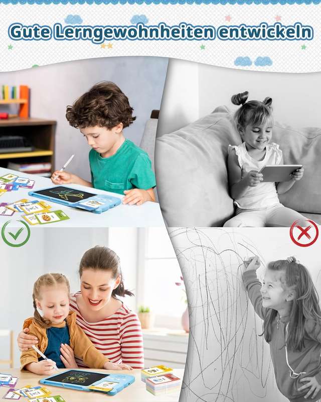 Talking Flash Cards with LCD Drawing Tablet - 510 British English Words,Learning Educational Toys G