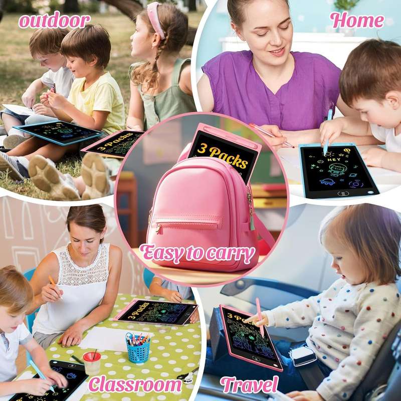 16" CHILDRENS'S LCD ERASABLE AND REUSABLE DOODLE WRITING TABLET - SET OF 3