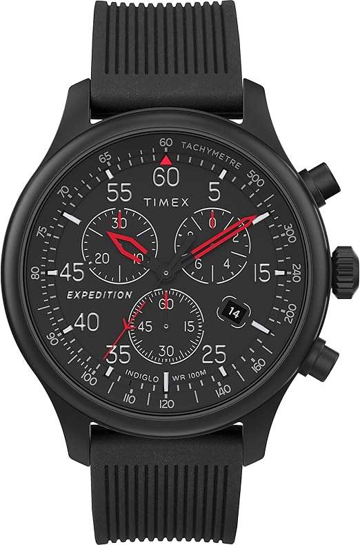 Timex Men`s Expedition Field Chrono Analog Quartz Silicone Strap, Black, (Model: TW4B207009J)