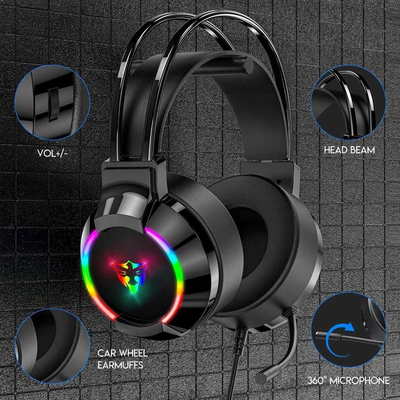G606 ESPORT GAMING HEADSET WITH BACKLIGHT - USB AND 3.5mm CONNECTION, 7.1 SURROUND SOUND
